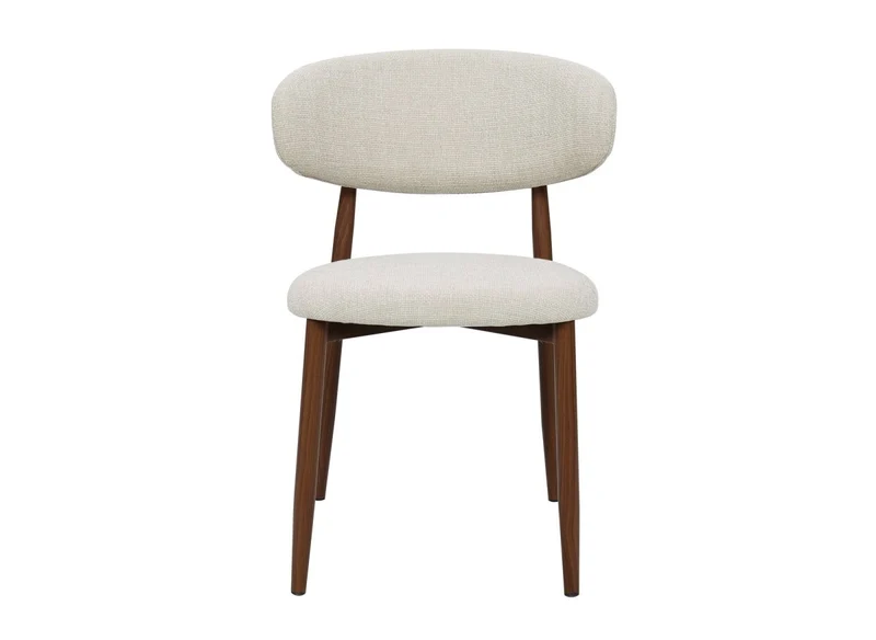 Lot de 2 chaises en tweed écru pieds en métal marron FLAVIA