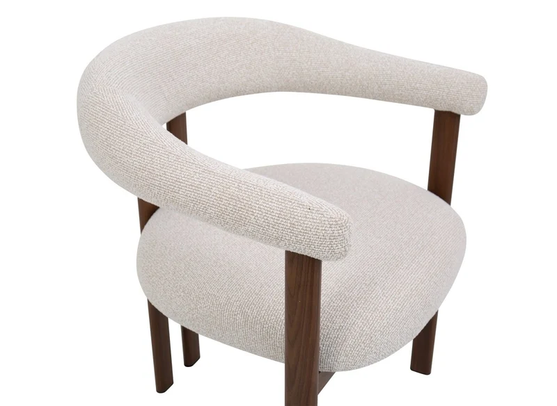Lot de 2 chaises en tissu texturé écru pieds en métal marron ADRIANA