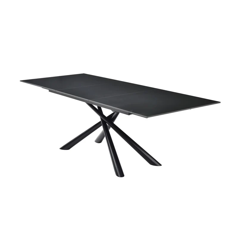 Table repas en céramique noir 160 cm avec allonge