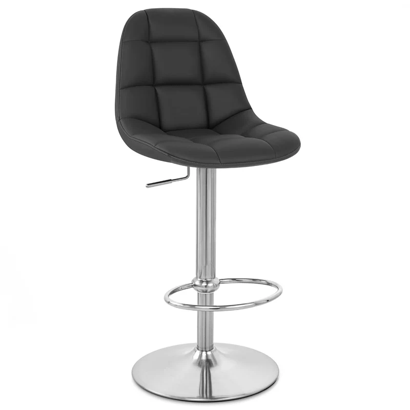 Chaise de Bar Faux Cuir Chrome Brossé - Rochelle Noir