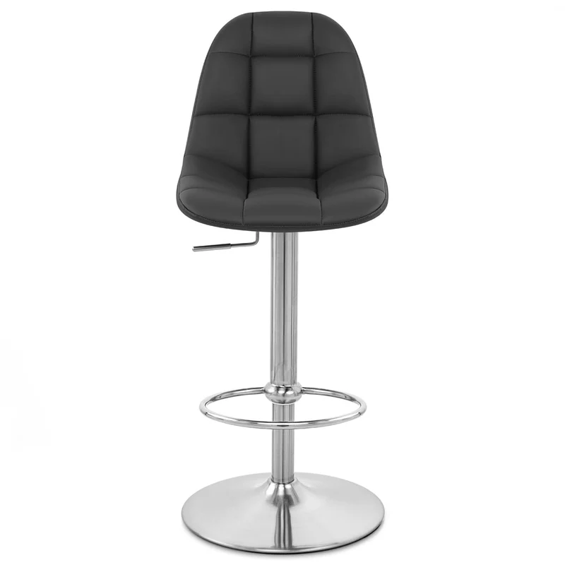 Chaise de Bar Faux Cuir Chrome Brossé - Rochelle Noir