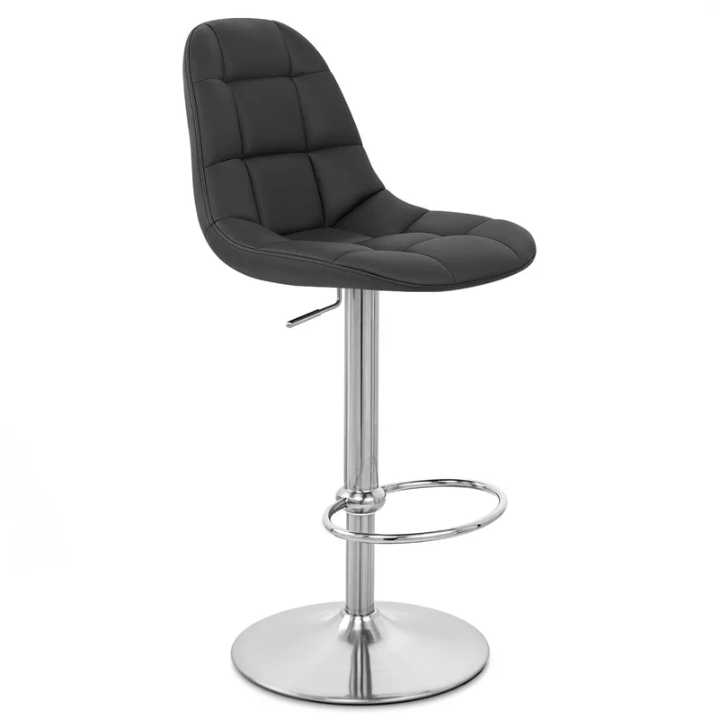 Chaise de Bar Faux Cuir Chrome Brossé - Rochelle Noir