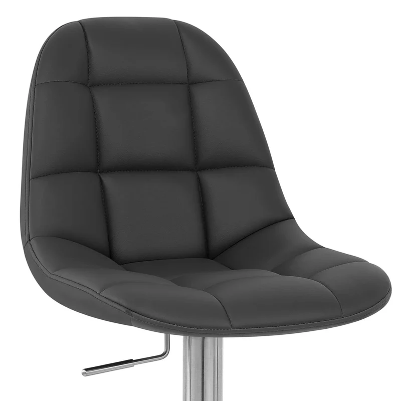 Chaise de Bar Faux Cuir Chrome Brossé - Rochelle Noir