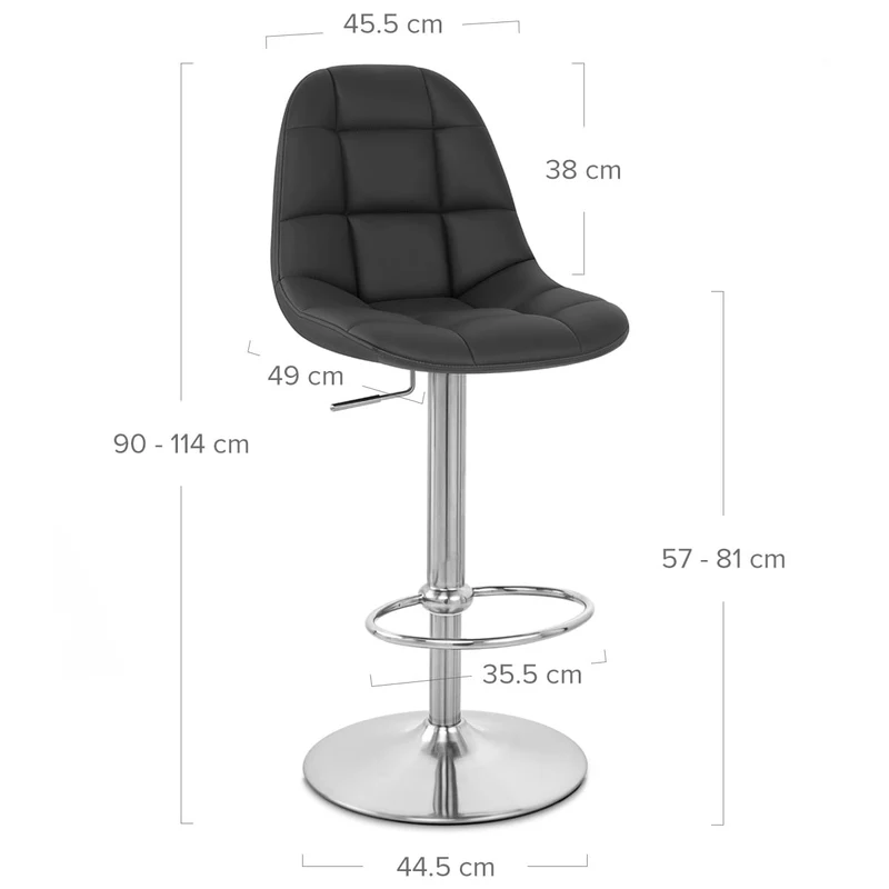 Chaise de Bar Faux Cuir Chrome Brossé - Rochelle Noir