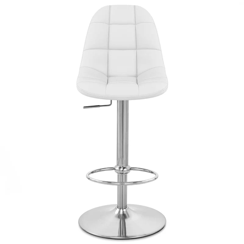 Chaise de Bar Faux Cuir Chrome Brossé - Rochelle Blanc