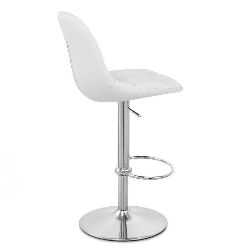 Chaise de Bar Faux Cuir Chrome Brossé - Rochelle Blanc