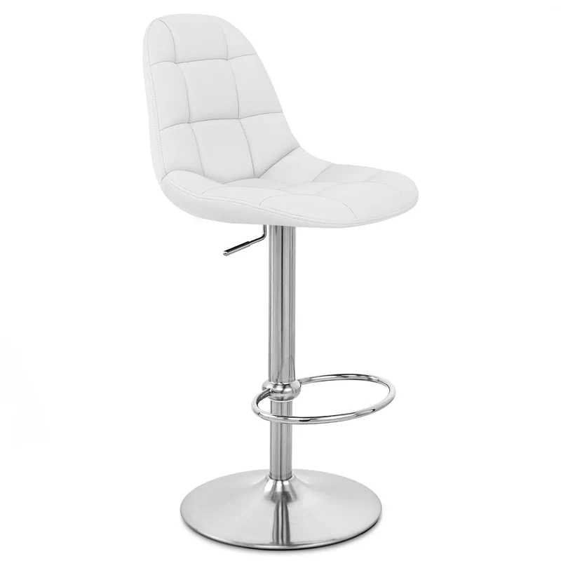 Chaise de Bar Faux Cuir Chrome Brossé - Rochelle Blanc