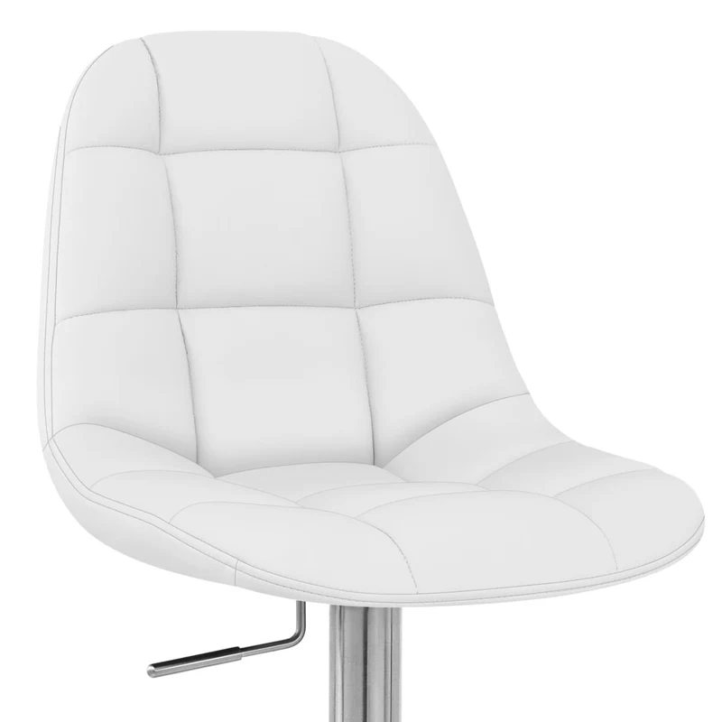 Chaise de Bar Faux Cuir Chrome Brossé - Rochelle Blanc