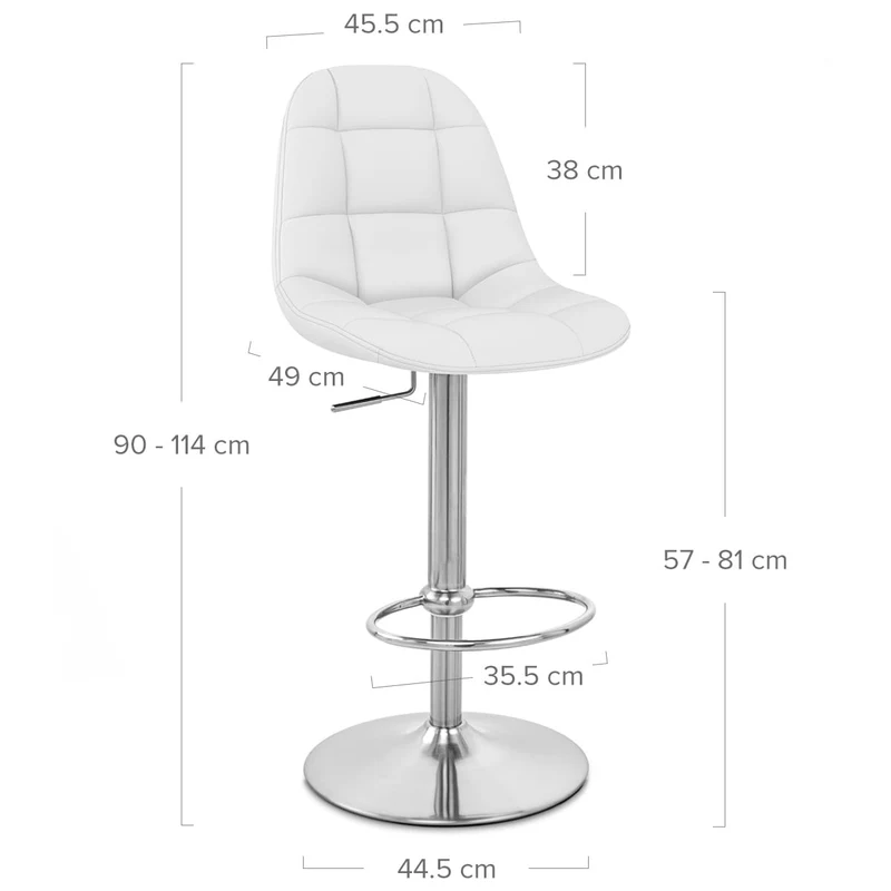 Chaise de Bar Faux Cuir Chrome Brossé - Rochelle Blanc
