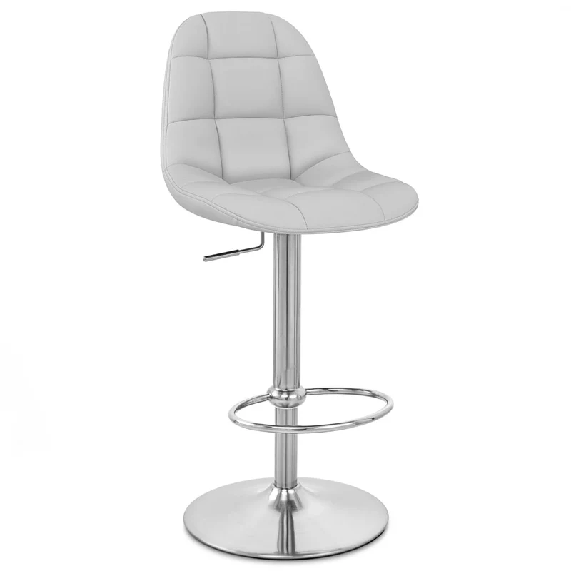 Chaise de Bar Faux Cuir Chrome Brossé - Rochelle Gris