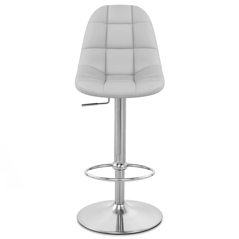 Chaise de Bar Faux Cuir Chrome Brossé - Rochelle Gris
