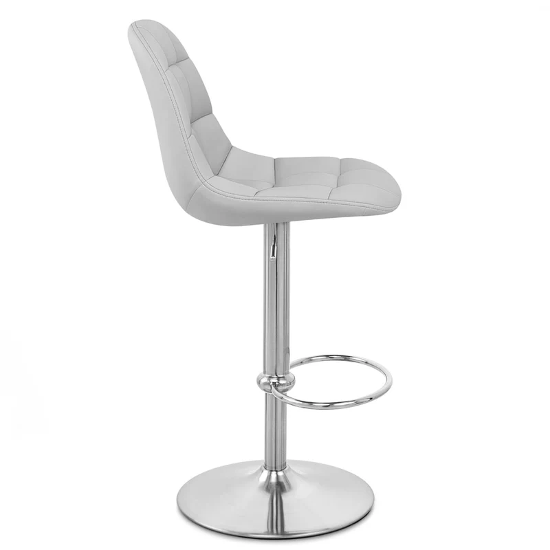 Chaise de Bar Faux Cuir Chrome Brossé - Rochelle Gris