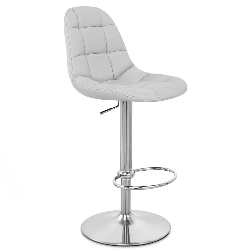 Chaise de Bar Faux Cuir Chrome Brossé - Rochelle Gris