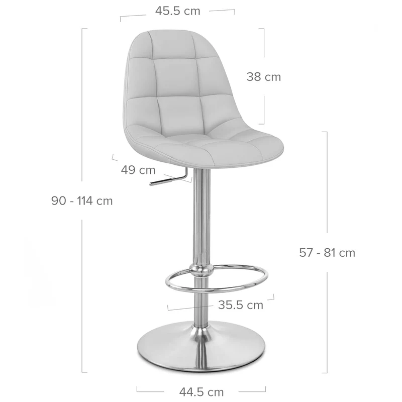 Chaise de Bar Faux Cuir Chrome Brossé - Rochelle Gris