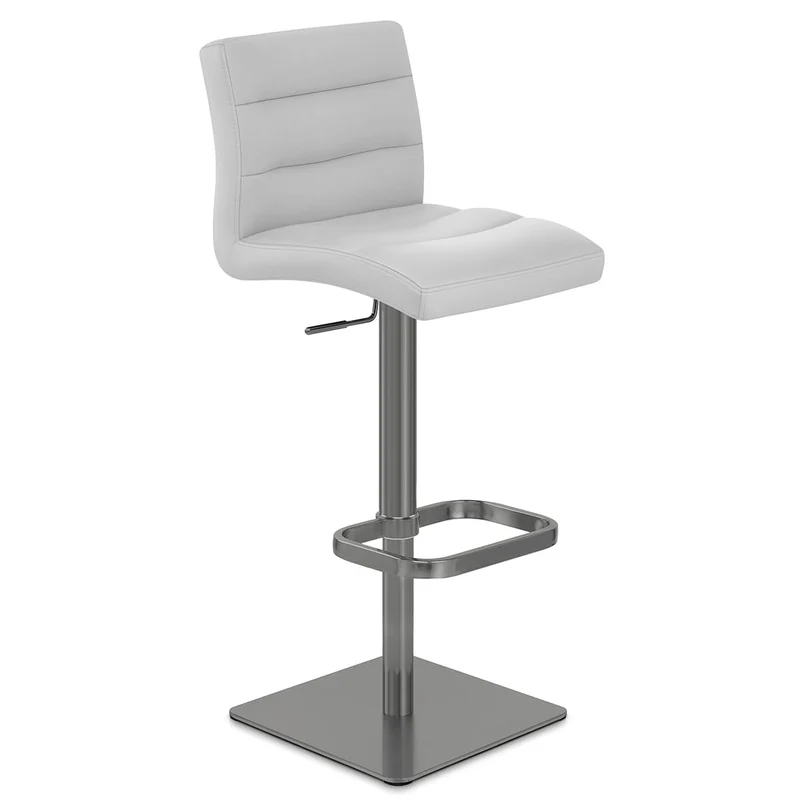 Chaise de Bar Cuir Chrome Brossé Graphite - Lush Gris