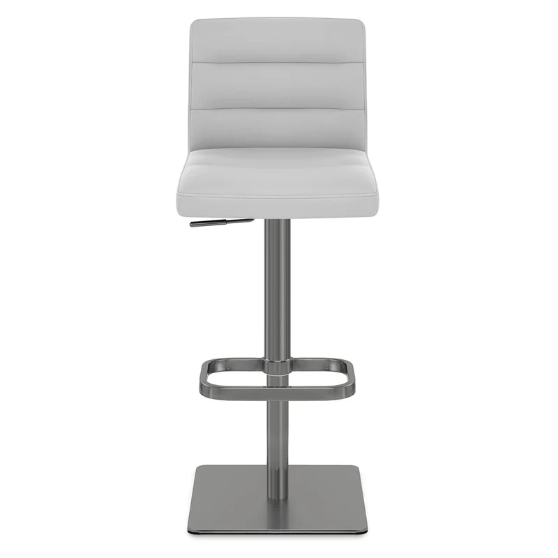 Chaise de Bar Cuir Chrome Brossé Graphite - Lush Gris
