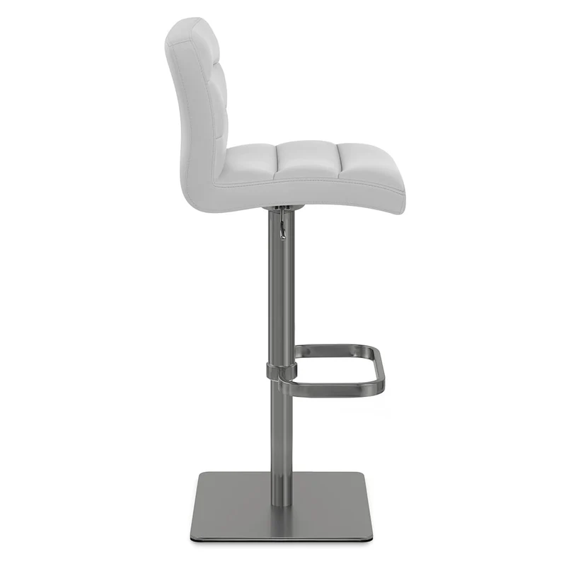 Chaise de Bar Cuir Chrome Brossé Graphite - Lush Gris