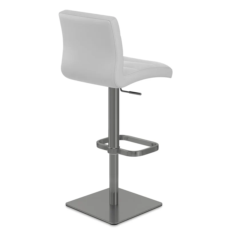 Chaise de Bar Cuir Chrome Brossé Graphite - Lush Gris