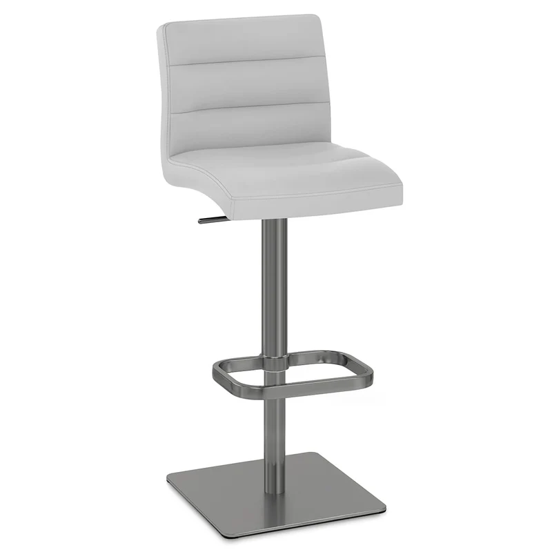Chaise de Bar Cuir Chrome Brossé Graphite - Lush Gris