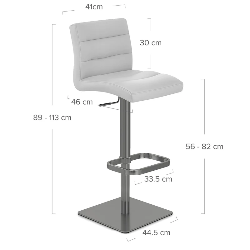 Chaise de Bar Cuir Chrome Brossé Graphite - Lush Gris