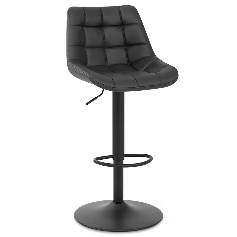 Tabouret de Bar Cuir Véritable - Porto Noir