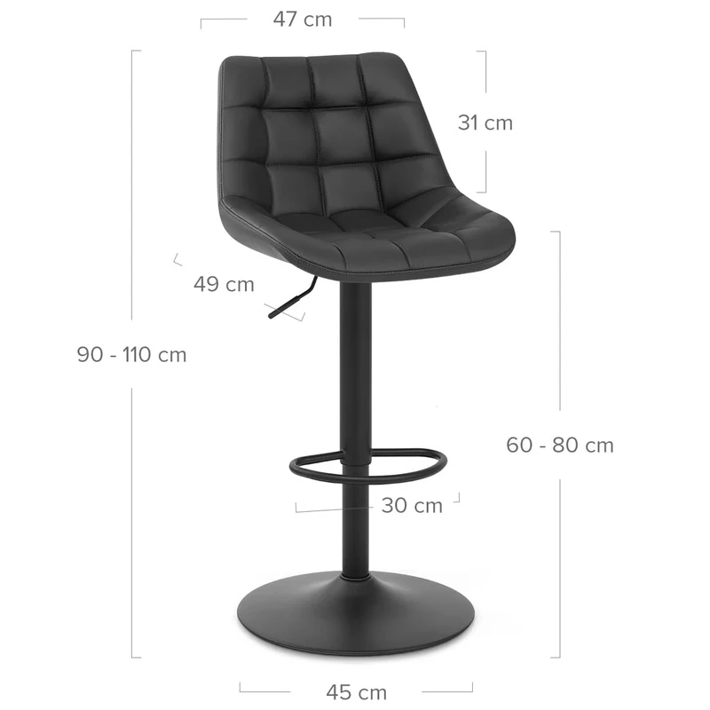 Tabouret de Bar Cuir Véritable - Porto Noir
