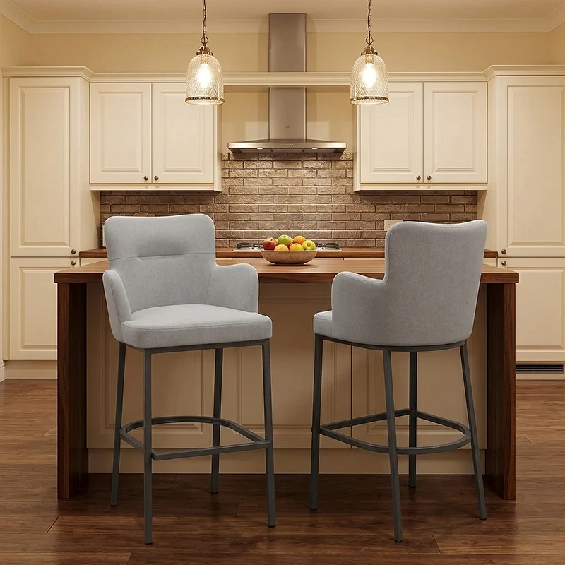 Tabouret de Bar Tissu - Porter Gris