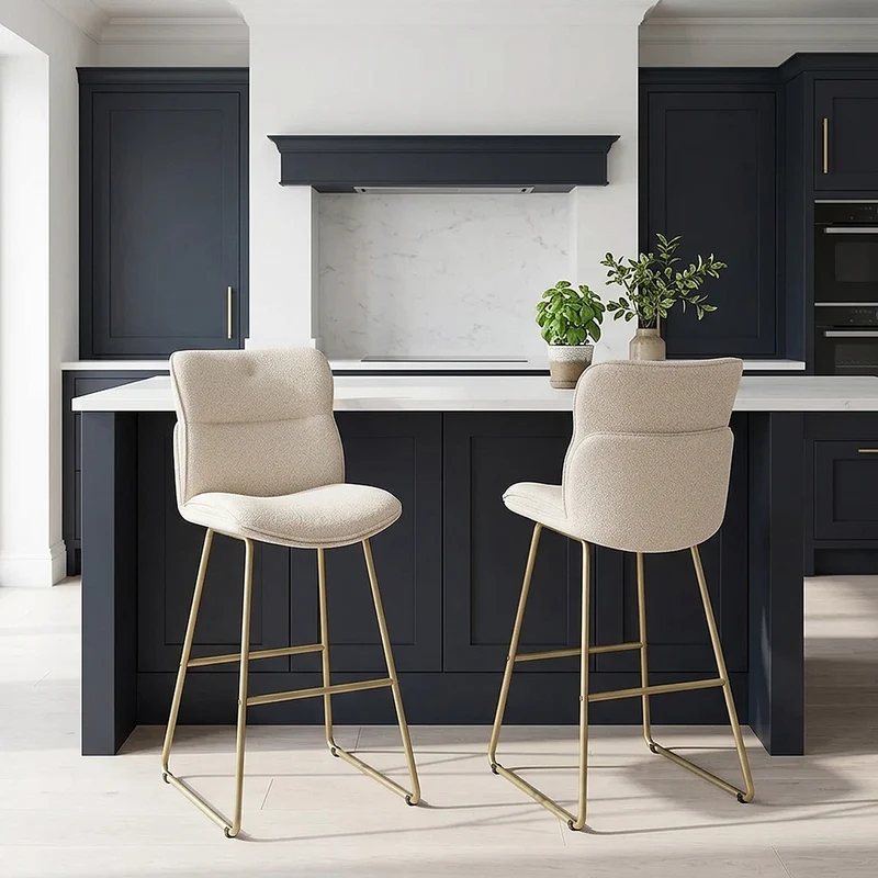 Tabouret de Bar Tissu - Finley Crème