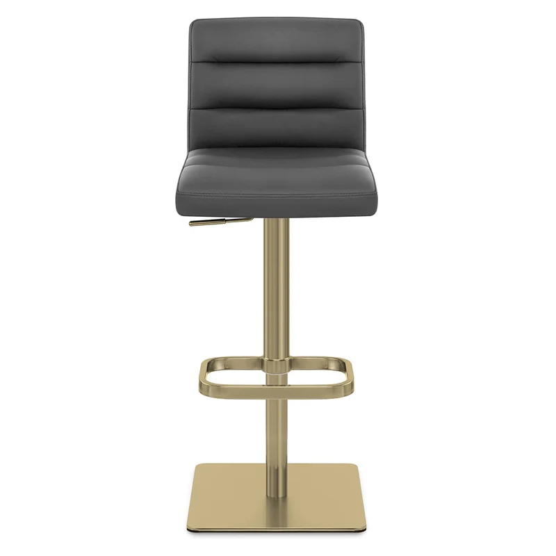 Chaise de Bar Cuir Chrome Brossé Or - Lush Gris Foncé