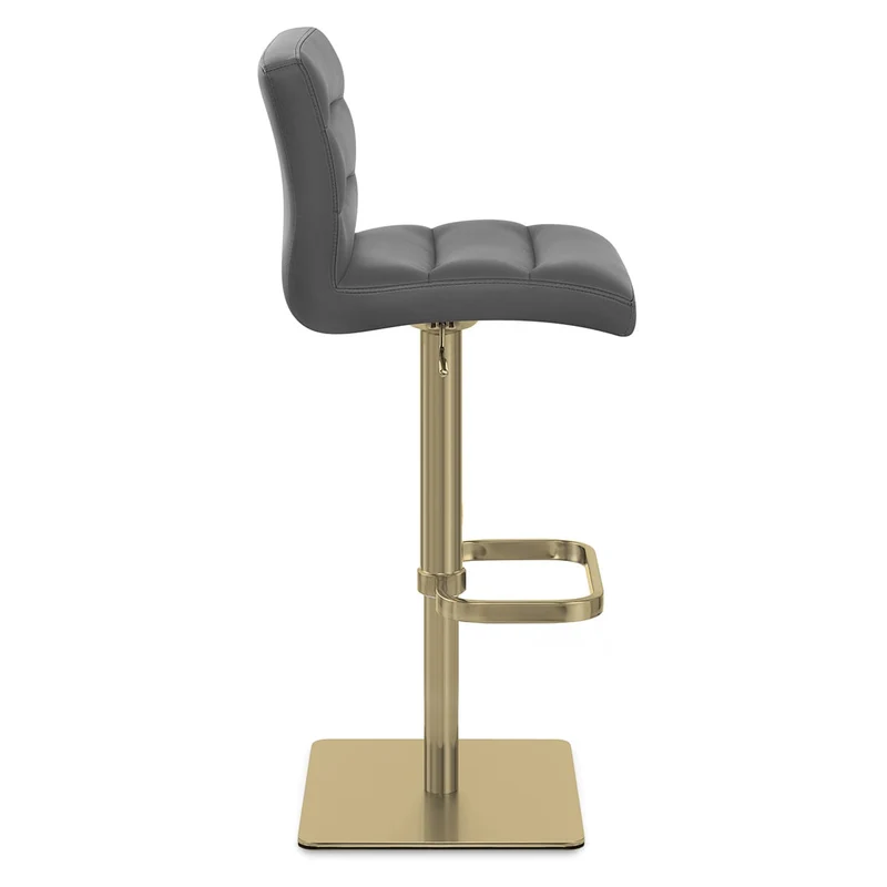 Chaise de Bar Cuir Chrome Brossé Or - Lush Gris Foncé