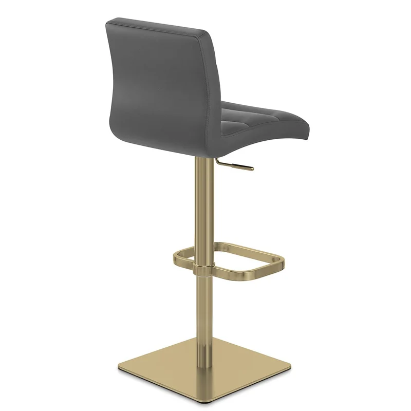 Chaise de Bar Cuir Chrome Brossé Or - Lush Gris Foncé