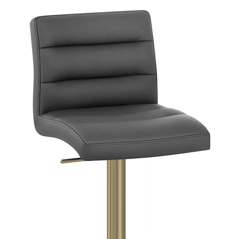 Chaise de Bar Cuir Chrome Brossé Or - Lush Gris Foncé