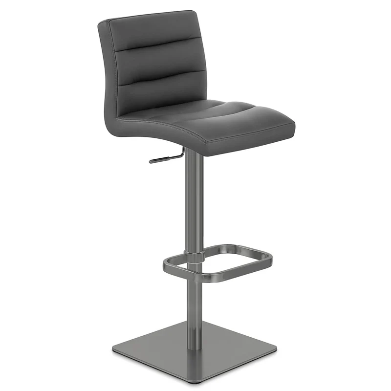 Chaise de Bar Cuir Chrome Brossé Graphite - Lush Gris Foncé