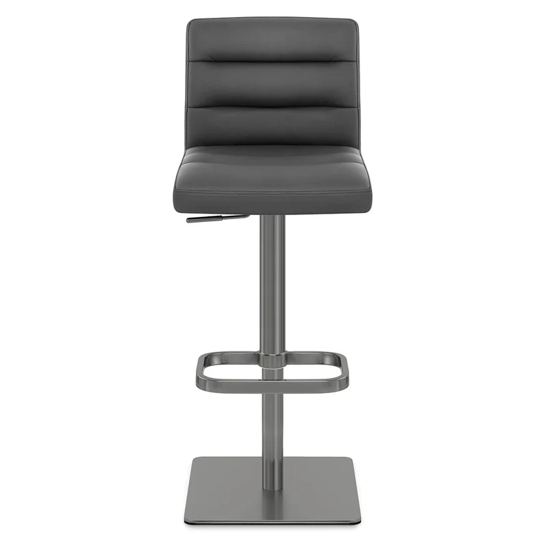 Chaise de Bar Cuir Chrome Brossé Graphite - Lush Gris Foncé