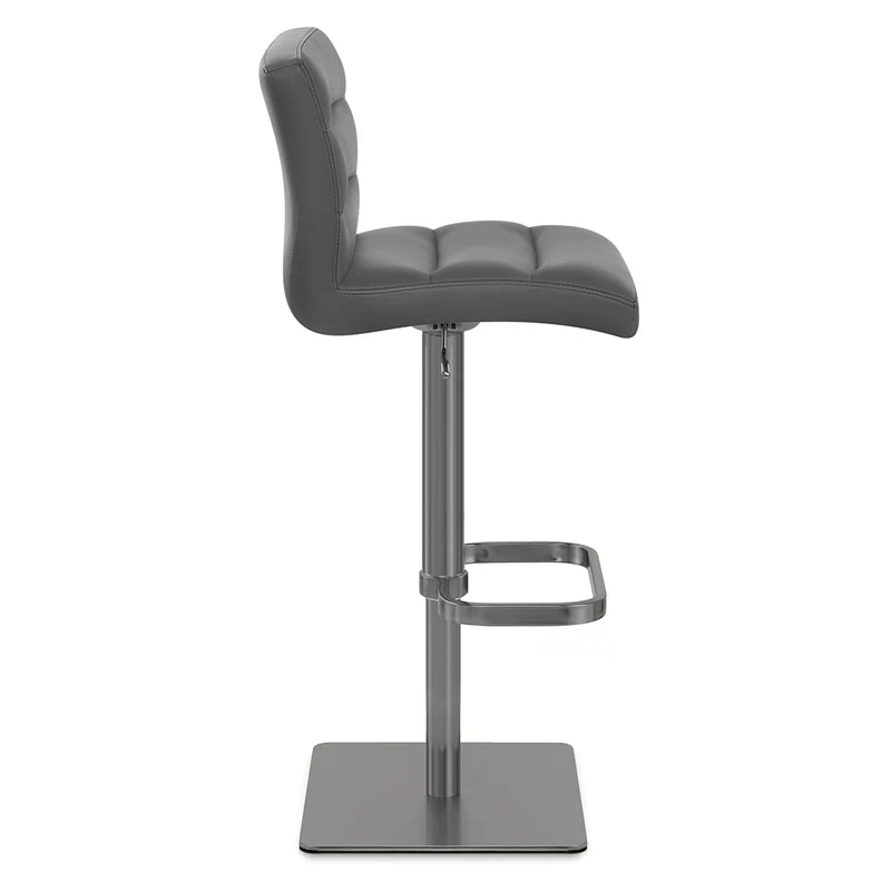 Chaise de Bar Cuir Chrome Brossé Graphite - Lush Gris Foncé