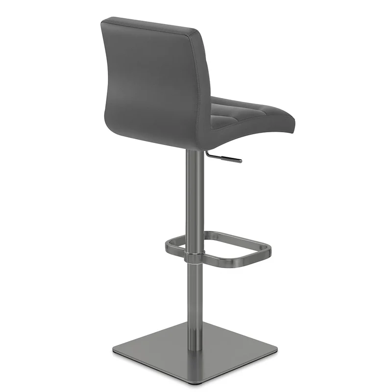 Chaise de Bar Cuir Chrome Brossé Graphite - Lush Gris Foncé