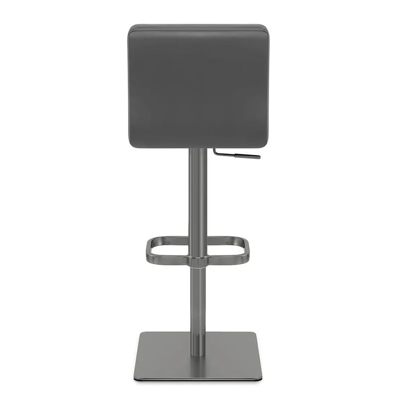 Chaise de Bar Cuir Chrome Brossé Graphite - Lush Gris Foncé