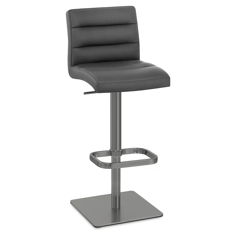 Chaise de Bar Cuir Chrome Brossé Graphite - Lush Gris Foncé