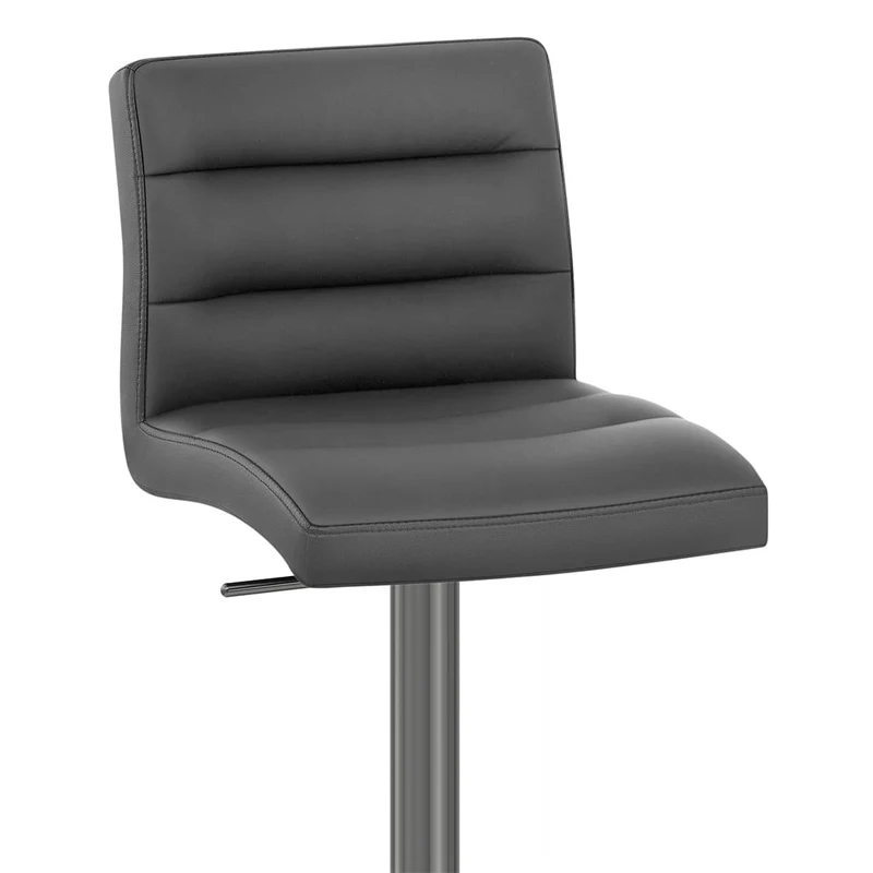 Chaise de Bar Cuir Chrome Brossé Graphite - Lush Gris Foncé