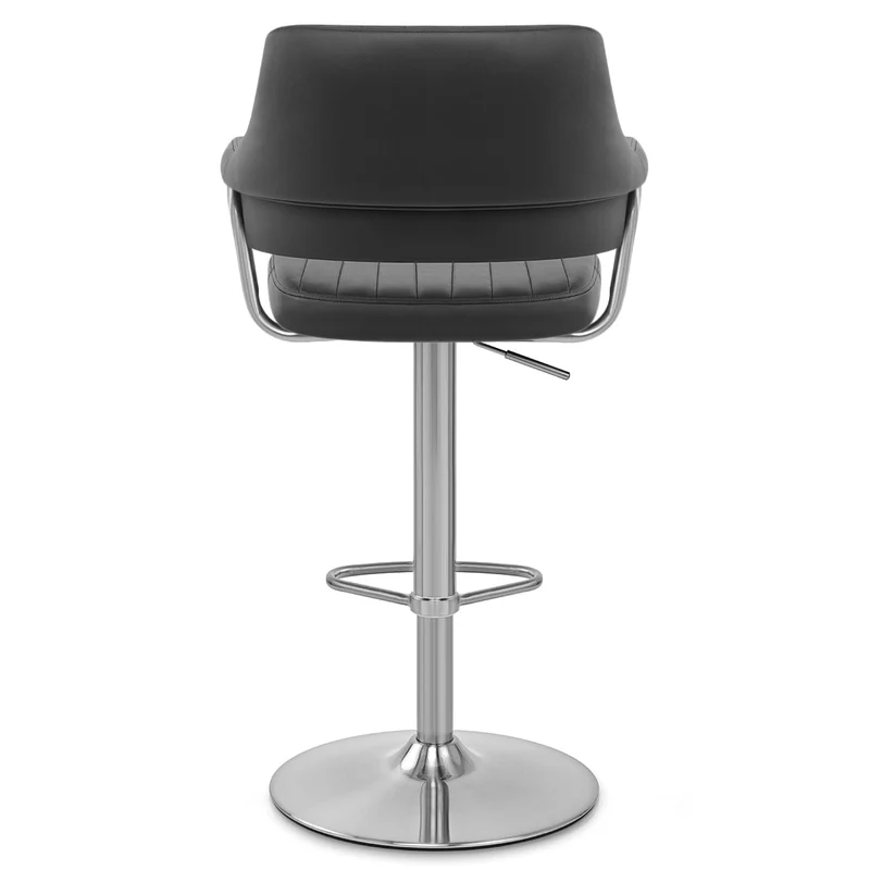 Chaise de Bar Chrome Brossé Faux Cuir - Skyline Noir