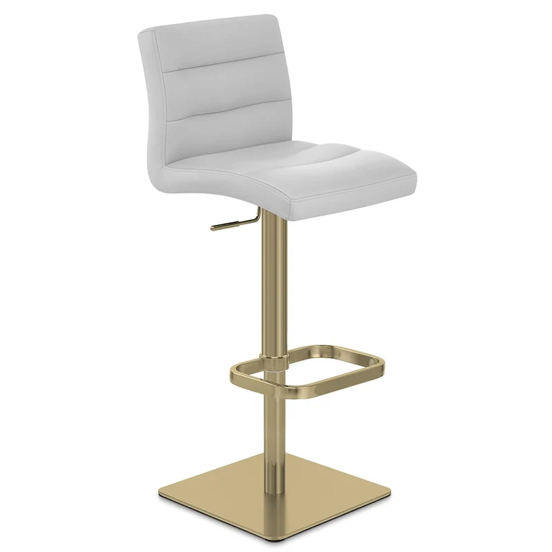 Chaise de Bar Cuir Chrome Brossé Or - Lush Gris