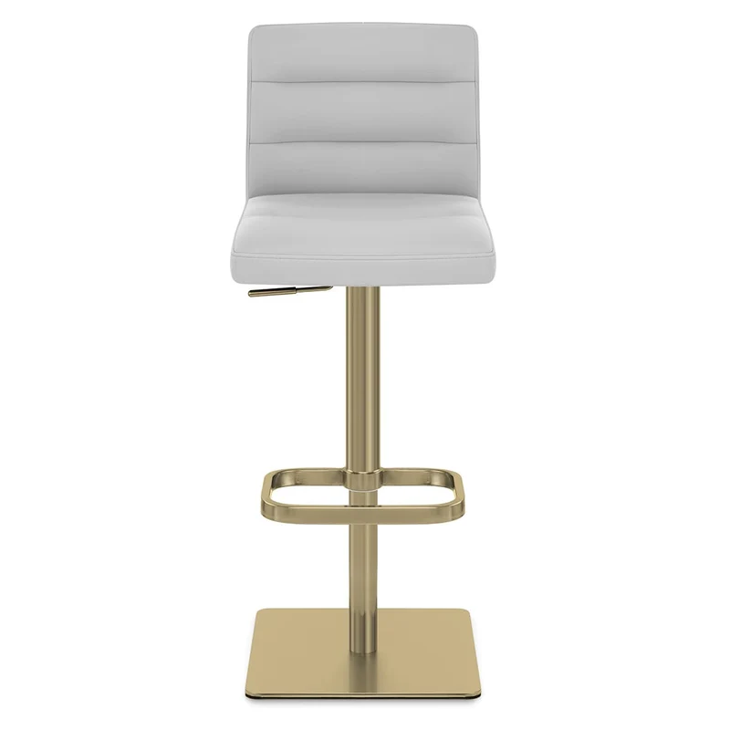 Chaise de Bar Cuir Chrome Brossé Or - Lush Gris