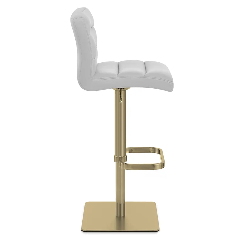 Chaise de Bar Cuir Chrome Brossé Or - Lush Gris