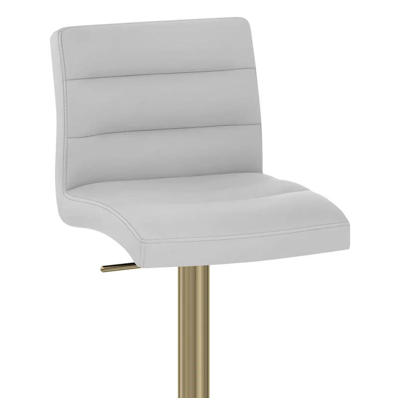 Chaise de Bar Cuir Chrome Brossé Or - Lush Gris