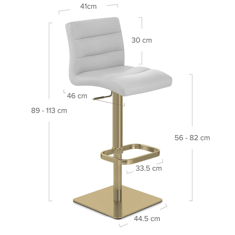 Chaise de Bar Cuir Chrome Brossé Or - Lush Gris