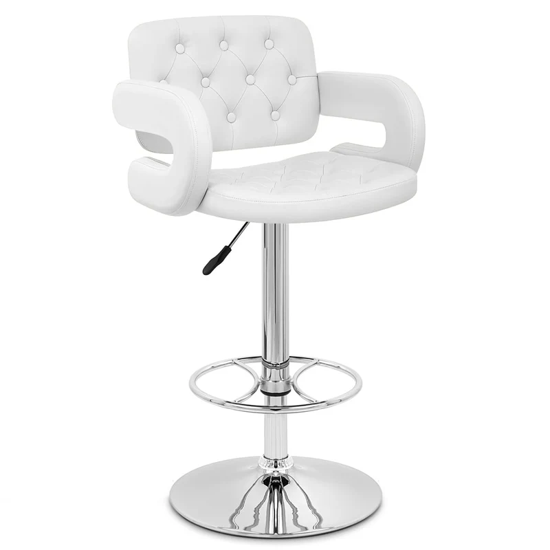 Chaise de Bar Faux Cuir Chrome - Polaris Blanc