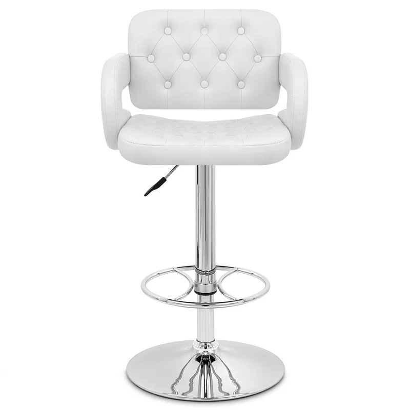 Chaise de Bar Faux Cuir Chrome - Polaris Blanc