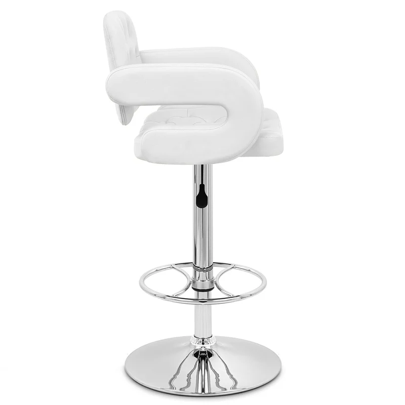 Chaise de Bar Faux Cuir Chrome - Polaris Blanc