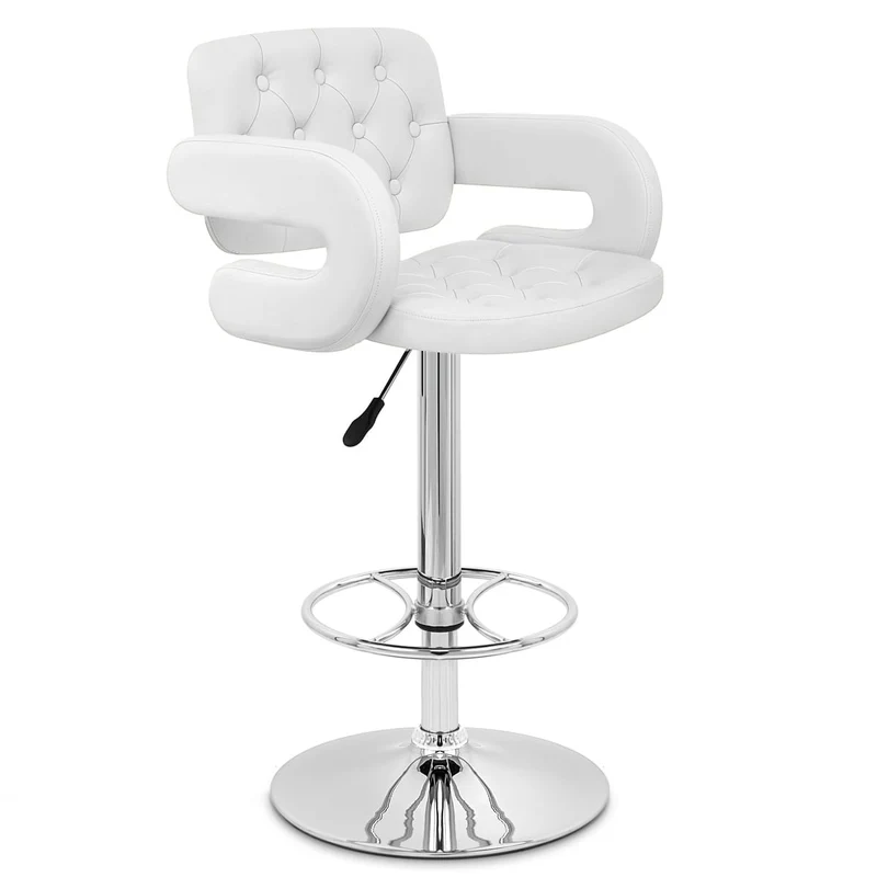 Chaise de Bar Faux Cuir Chrome - Polaris Blanc