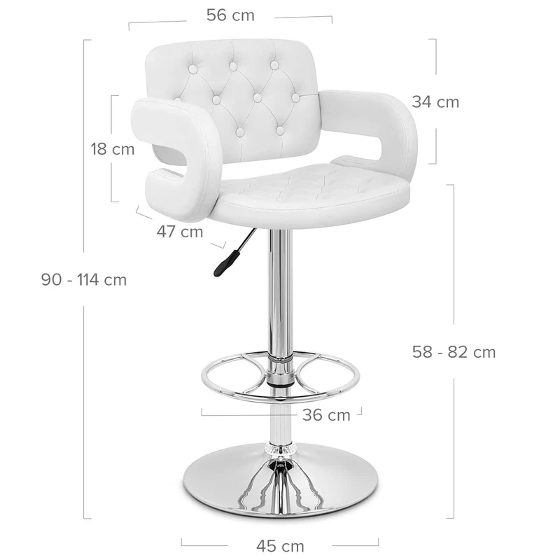 Chaise de Bar Faux Cuir Chrome - Polaris Blanc